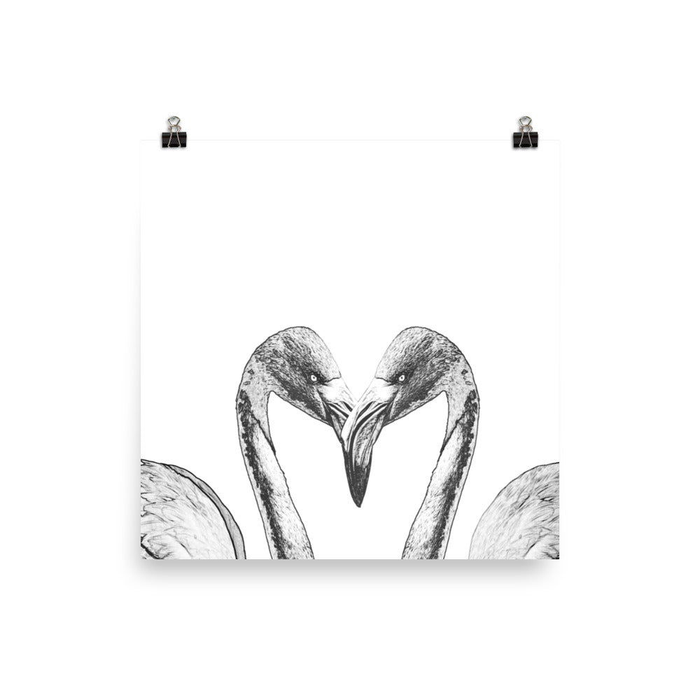 American Flamingo - Black & White - Art Print