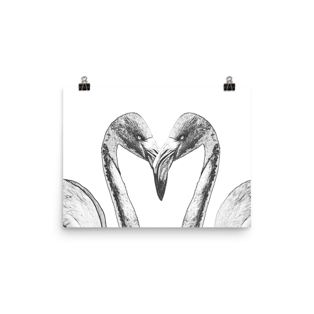 American Flamingo - Black & White - Art Print