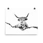 Highland Cow - Black & White - Art Print