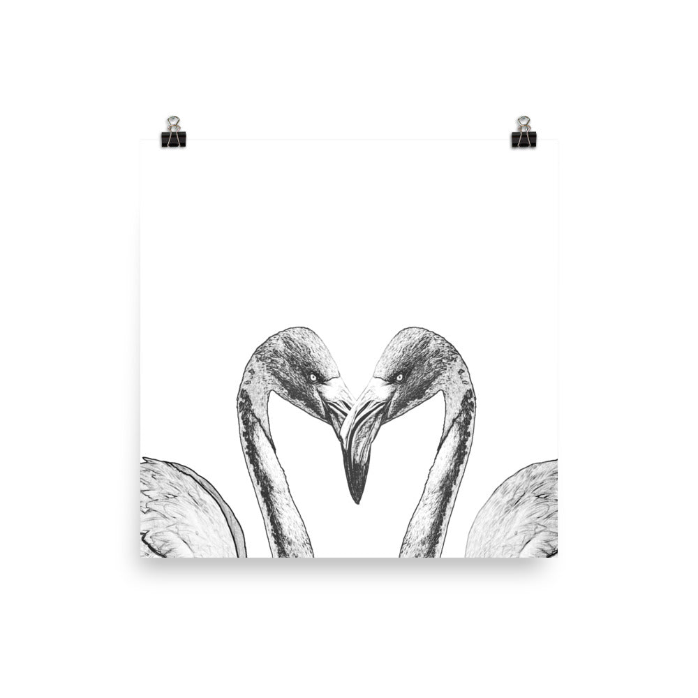 American Flamingo - Black & White - Art Print