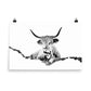 Highland Cow - Black & White - Art Print