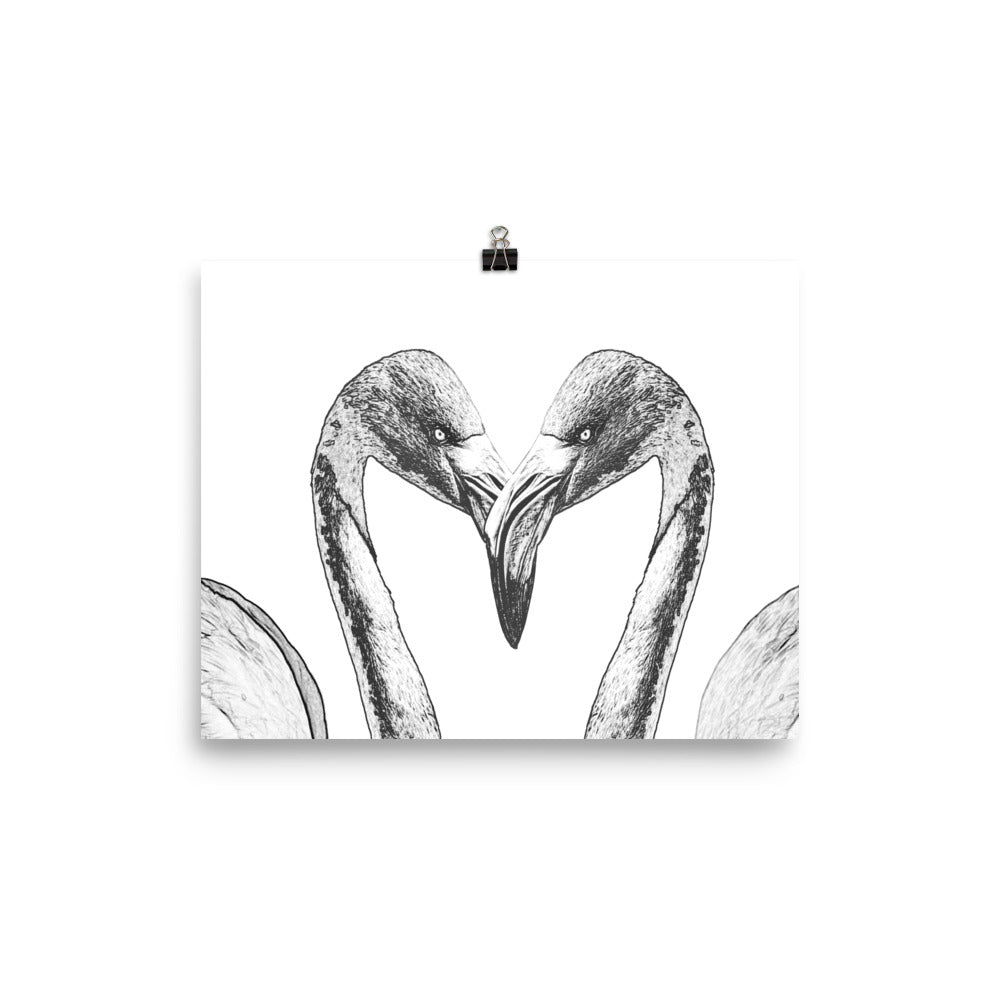 American Flamingo - Black & White - Art Print